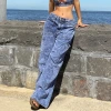 Fashionable women's wear, Instagram hot girl, street retro distressed pocket clear line jeans Specification image